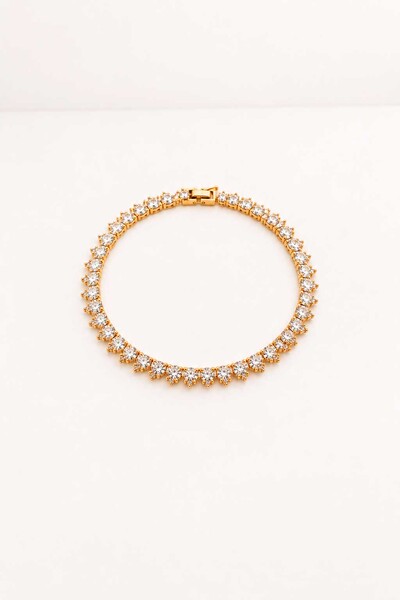 Foto Pulseira Semijoia Riviera Três Garras Com Extensor Dourado