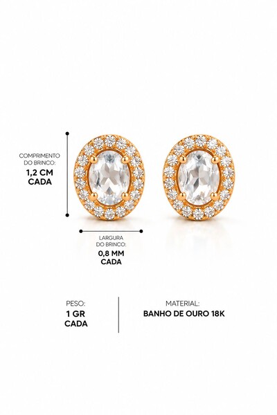 Foto Brinco Semijoia Oval Cravejado Pri Acessórios