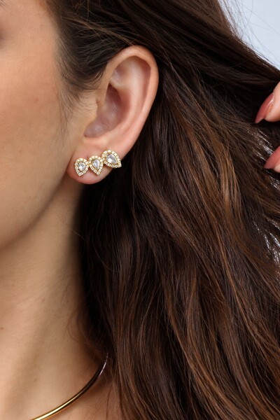 Foto Brinco Semijoia Ear Cuff Gotas Cravejado Pri Acessórios