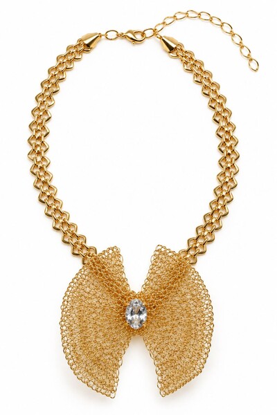 Foto Colar Semijoia Essenza Flor Artesanal Dourado