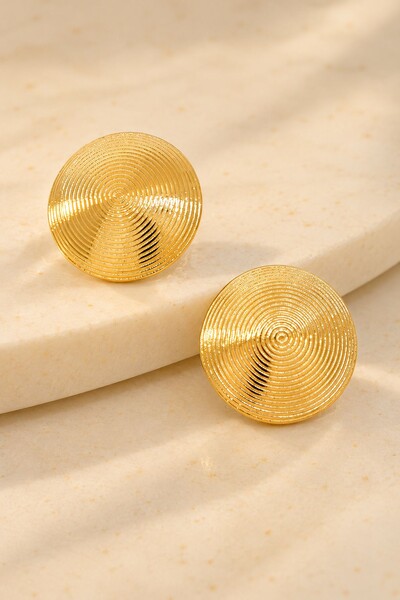 Foto Brinco Semijoia Disco Dourado Pri Acessórios