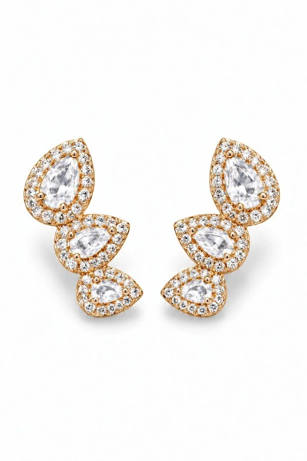 Brinco Semijoia Ear Cuff Gotas Cravejado Pri Acessórios