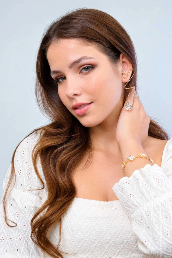 Brinco Semijoia Essenza Orgânico Gota Longo Dourado