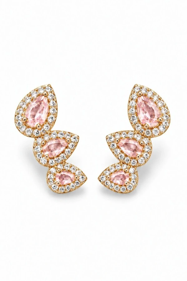 Brinco Semijoia Ear Cuff Gotas Cravejado Pri Acessórios