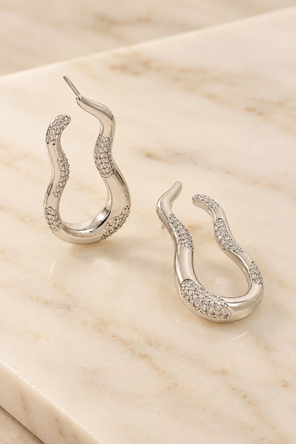 Brinco Orgânico Duo Banho Ouro 18K Banho Ródio Feminino