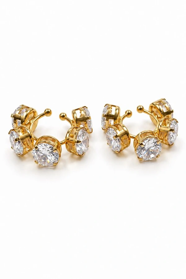 Piercing Semijoia Duplo Essenza Ponto De Luz Dourado