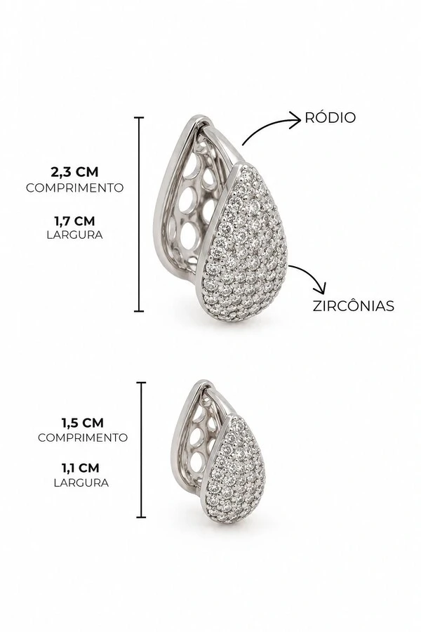 Brinco Bijuteria Argola Gota Cravejada Pri Acessórios