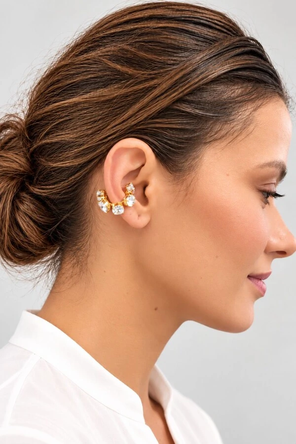 Piercing Semijoia Duplo Essenza Ponto De Luz Dourado