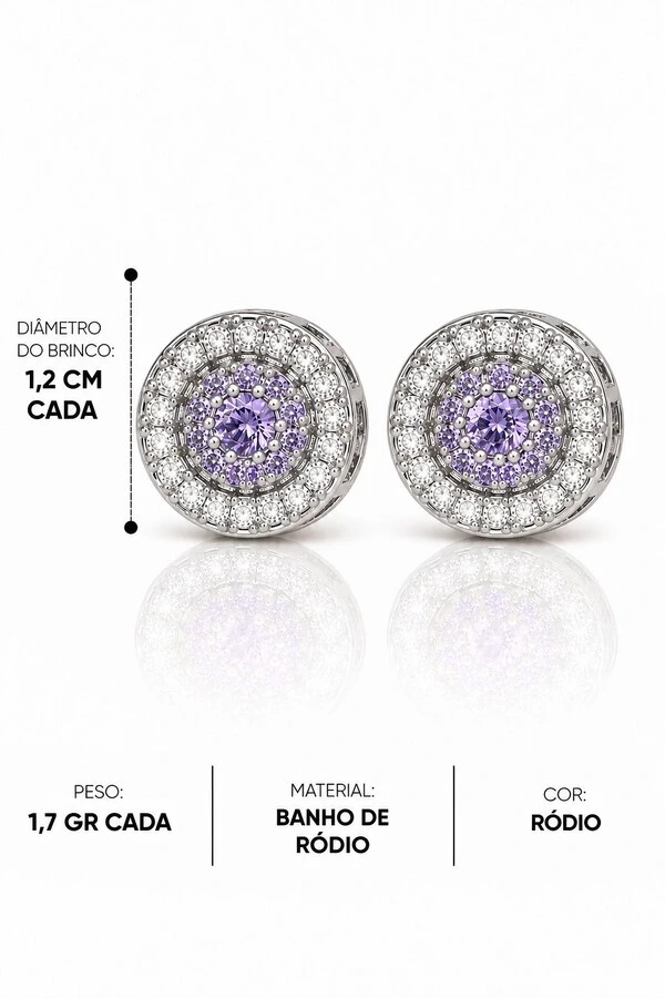 Brinco Semijoia Dupla Pizza Cravejado Pri Acessórios