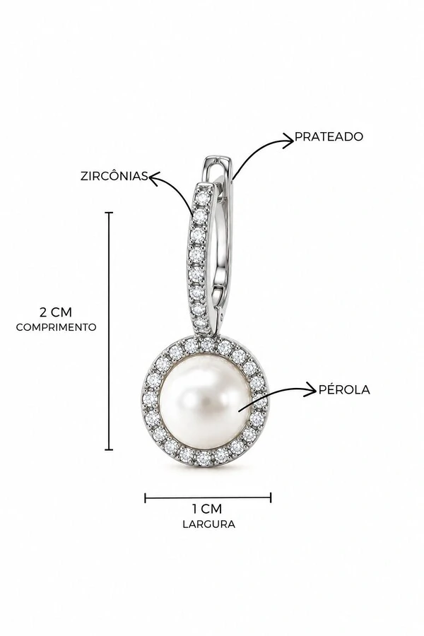 Brinco Argola Cravejada Banho Ouro 18K Banho Ródio Feminino