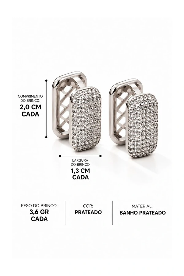 Brinco Argola Retangular Pri Acessórios