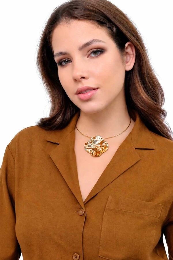 Choker Semijoia Essenza Aro Flor Orgânica Dourado