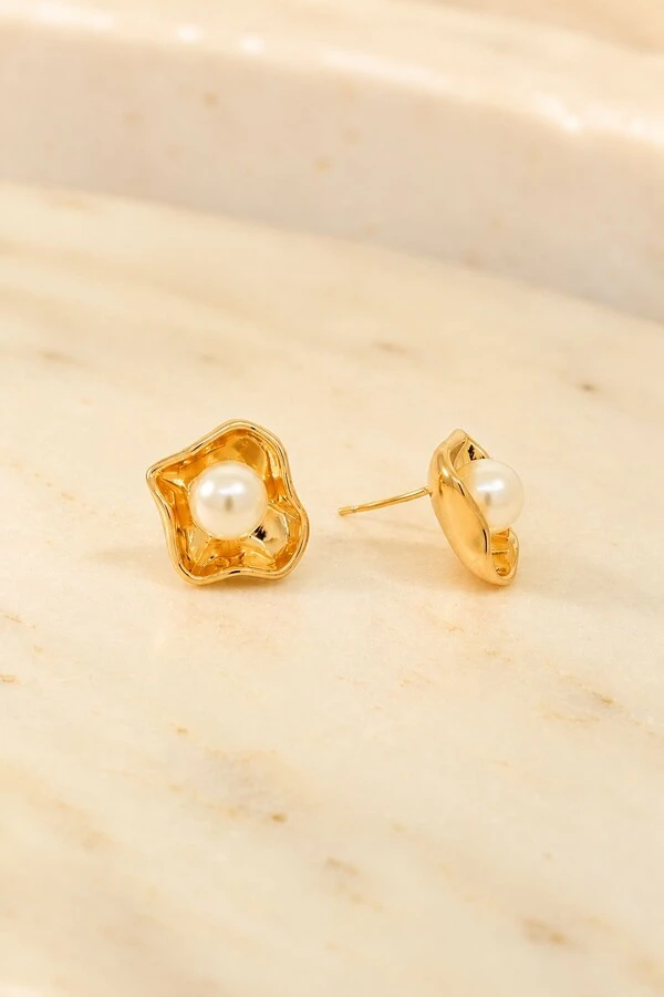 Brinco Semijoia Essence Pérola Dourado Pri Acessórios
