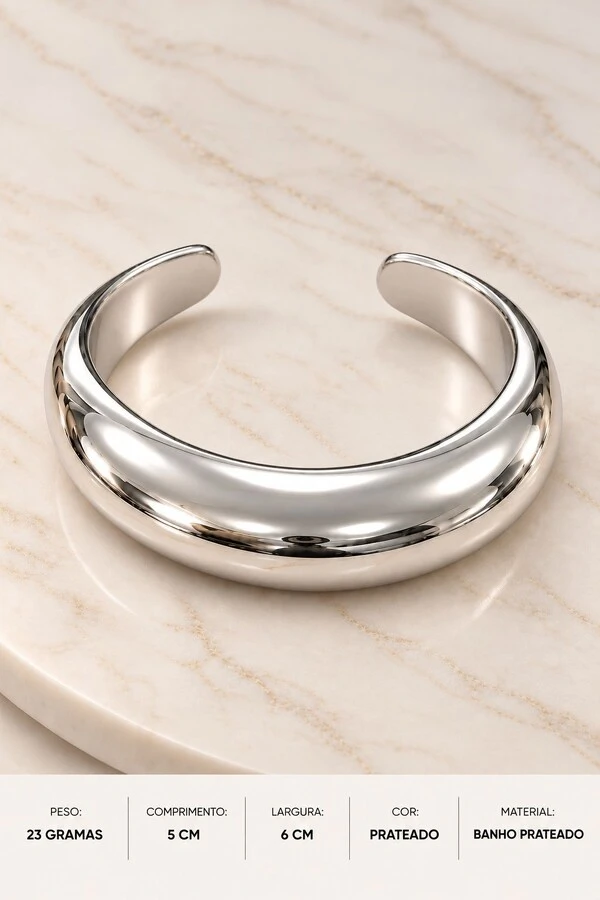 Bracelete Bijuteria Abaulado Liso