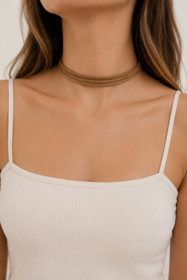 Gargantilha Choker Eco Couro Liso Pri Acessórios