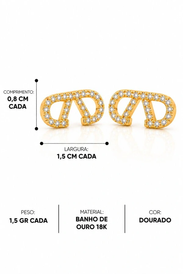Brinco Semijoia Dupla Cravejado Pri Acessórios