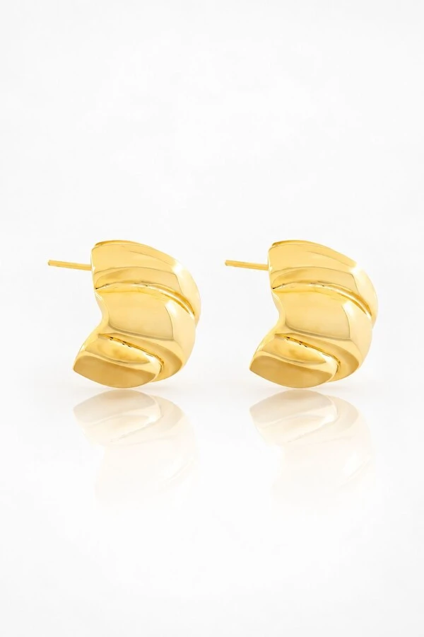 Brinco Paula Meia Esfera Texturizado Dourado