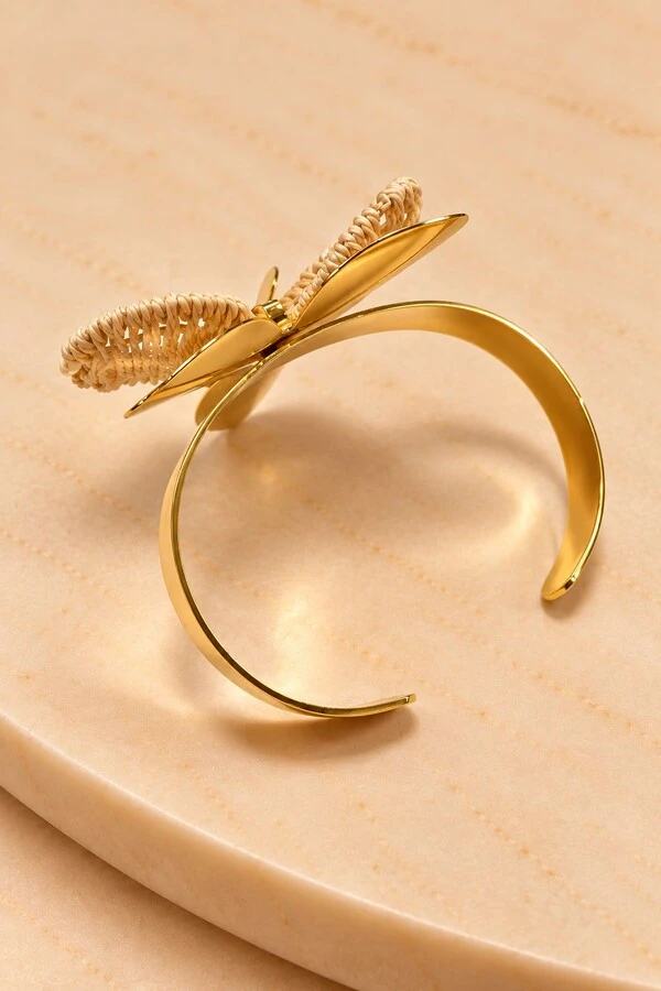 Bracelete Semijoia Lumen Orquídea Trabalhado Dourado Pri Acessórios