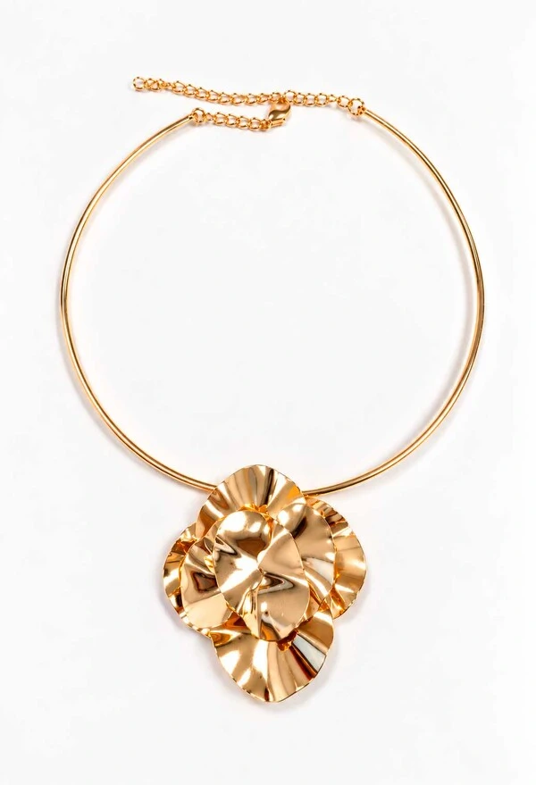 Choker Semijoia Essenza Aro Flor Orgânica Dourado