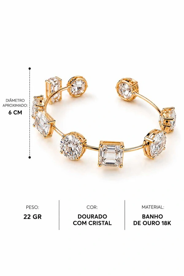 Bracelete Semijoia Essenza Multiformas Dourado