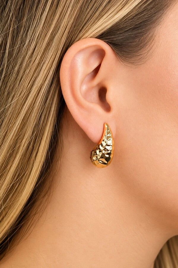 Brinco Argola Gota Orgânica Dourado