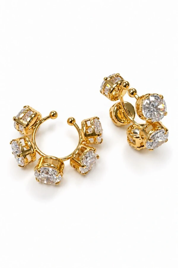 Piercing Semijoia Duplo Essenza Ponto De Luz Dourado