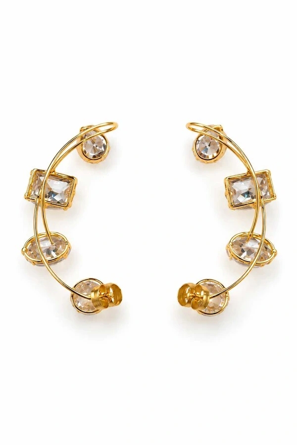 Brinco Semijoia Essenza Ear Cuff Multiformas Dourado