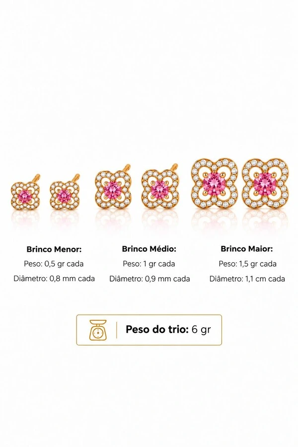 Brinco Semijoia Trio Trevo Cravejado Pri Acessórios
