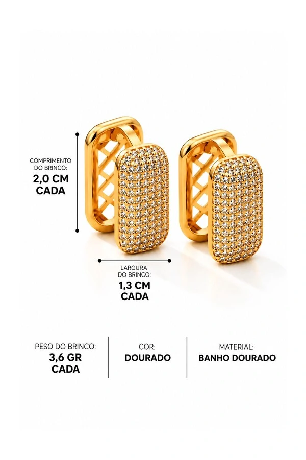 Brinco Argola Retangular Pri Acessórios