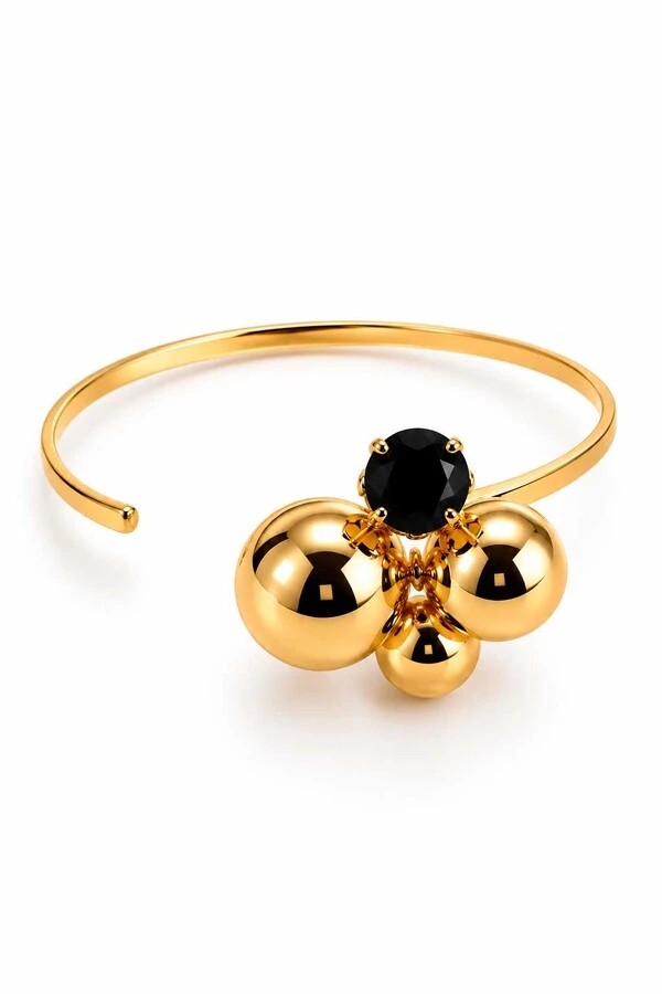 Bracelete Semijoia Essenza Esferas Dourado