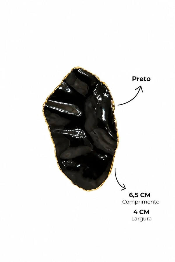 Brinco Semijoia Maxi Orgânico Esmaltado Dourado Pri Acessórios