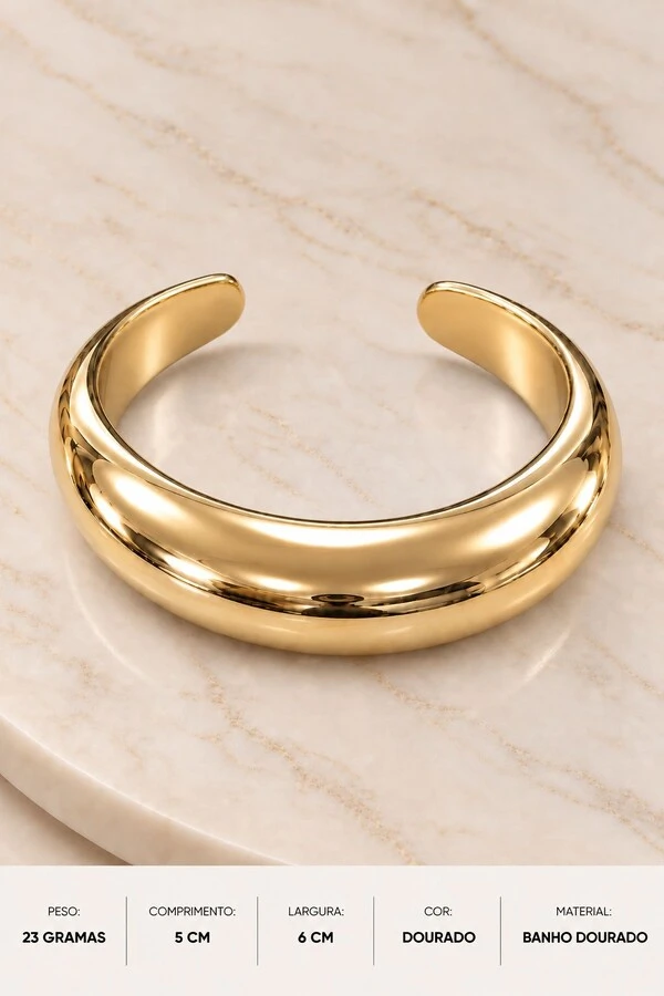 Bracelete Bijuteria Abaulado Liso