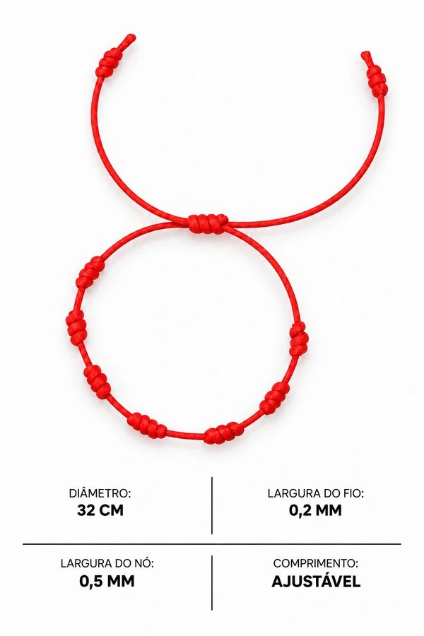 Pulseira Kabbalah Sete Nós Vermelho