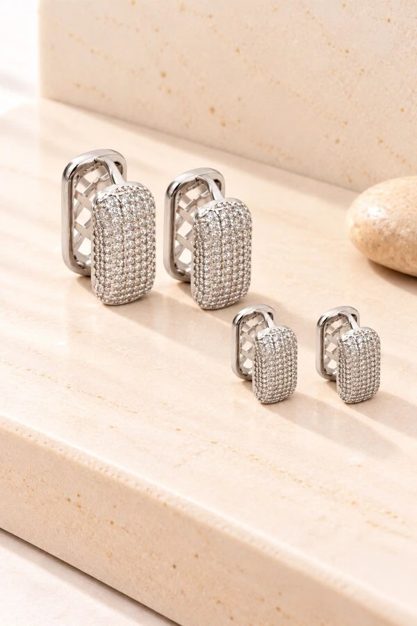 Brinco Argola Retangular Pri Acessórios