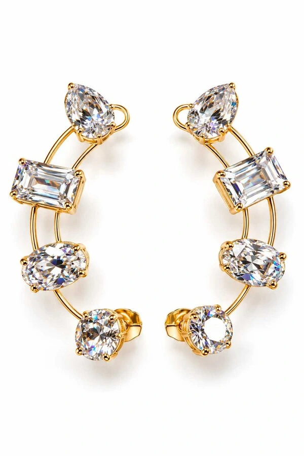 Brinco Semijoia Essenza Ear Cuff Multiformas Dourado
