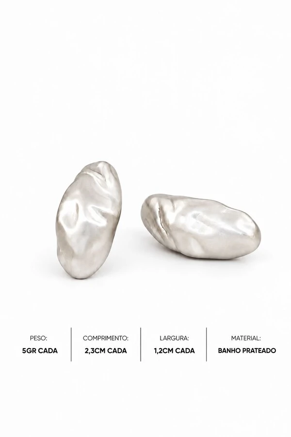 Brinco Bela Oval Curvo Ródio