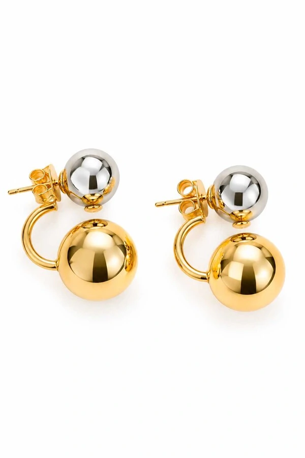 Brinco Semijoia Essenza Ear Jacket Esfera Duo