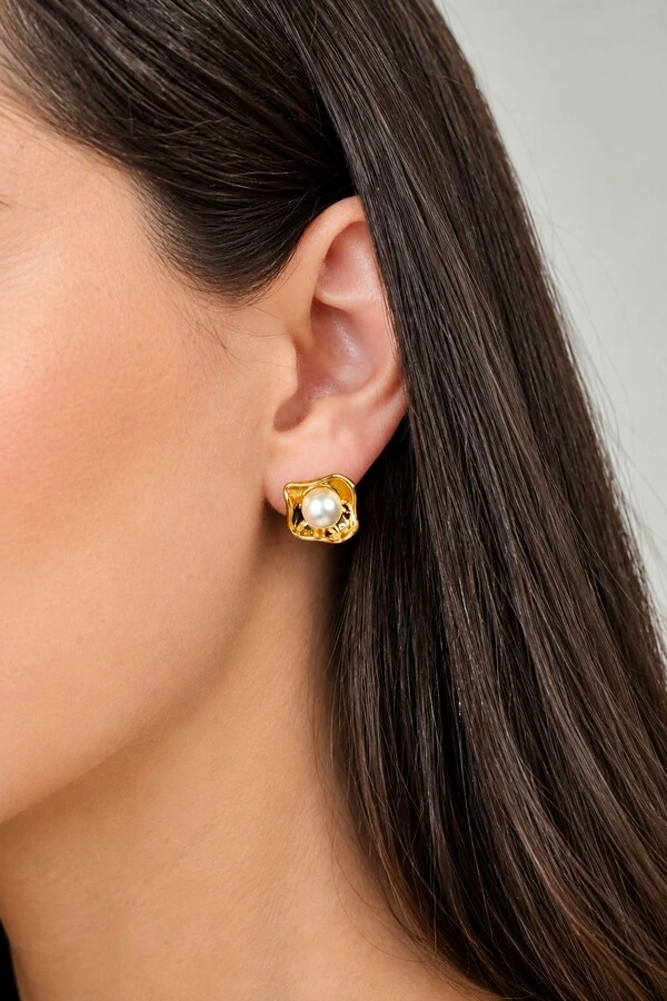 Brinco Semijoia Essence Pérola Dourado Pri Acessórios