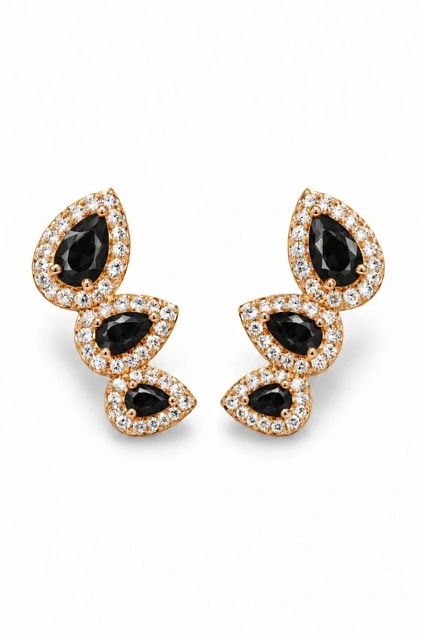 Brinco Semijoia Ear Cuff Gotas Cravejado Pri Acessórios