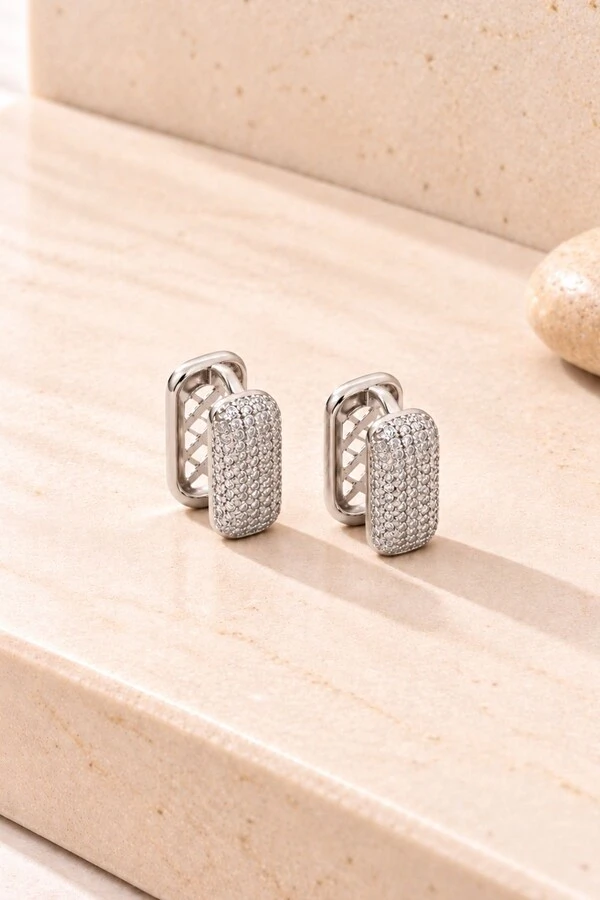 Brinco Argola Retangular Pri Acessórios