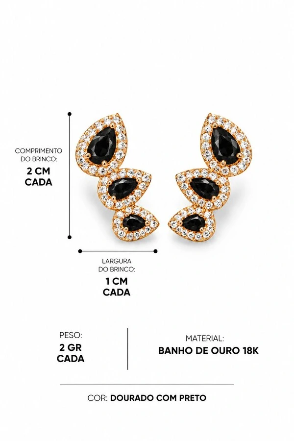 Brinco Semijoia Ear Cuff Gotas Cravejado Pri Acessórios