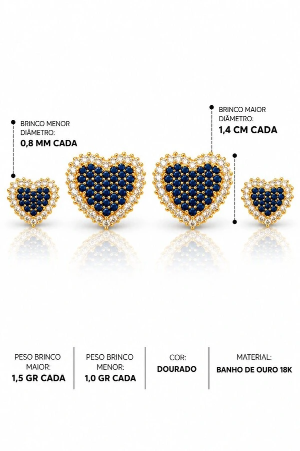 Brinco Semijoia Coração Cravejado Pri Acessórios