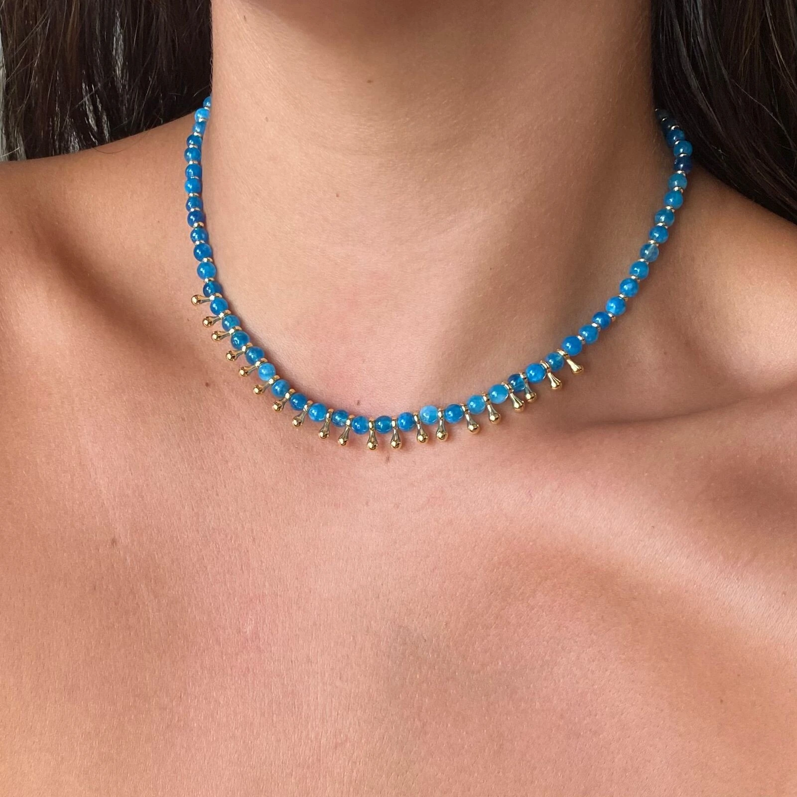 FotoChoker Pedra Ágata Azul