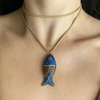 Colar Couro Caramelo Peixe