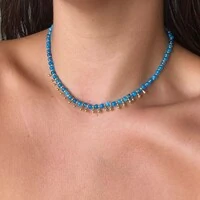 Choker Pedra Ágata Azul