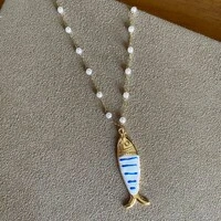 Colar Pérola Sardinha Azul