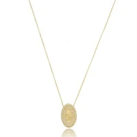 Colar Medalha Oval N. Sra das Graças Cravejada Ouro