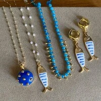 Colar Botão Azul Marinho