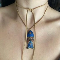 Colar Couro Caramelo Peixe