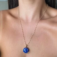 Colar Botão Azul Marinho